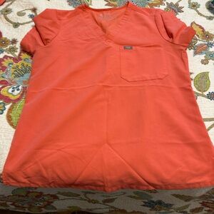 Figs hot coral Catarina top.